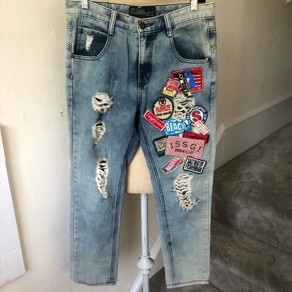 ISSGI Denim - ISSGI Distressed Patched Boyfriend Jeans EUC